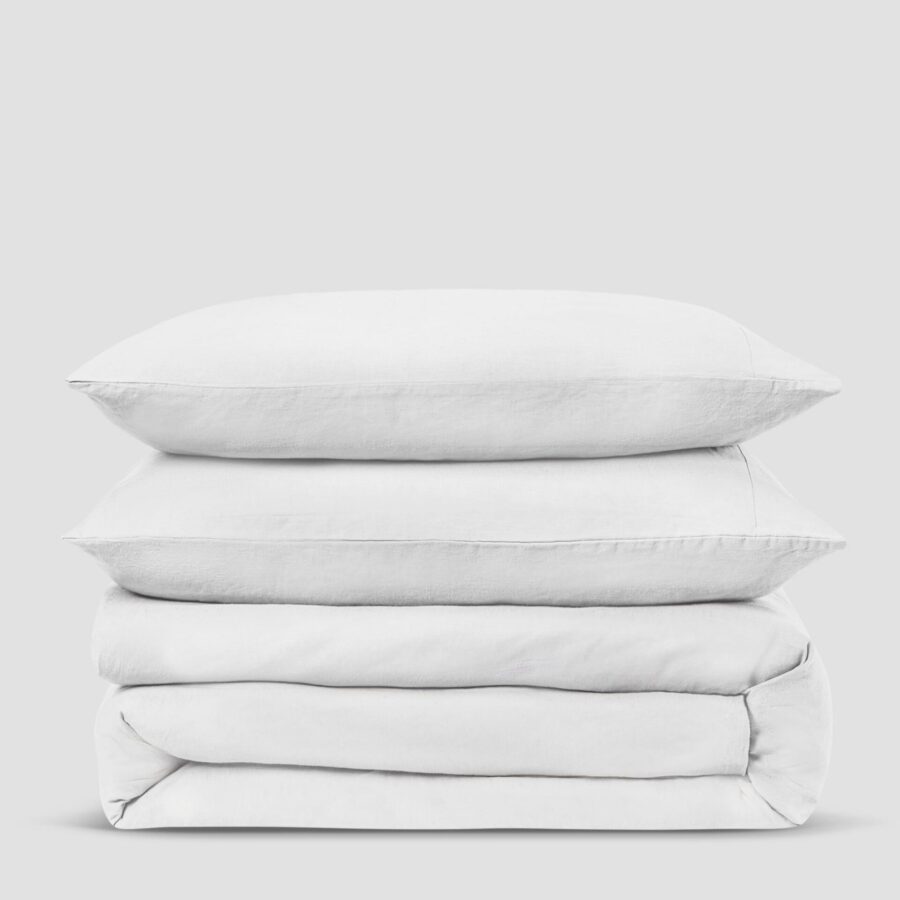 White Linen Blend Bedding Set