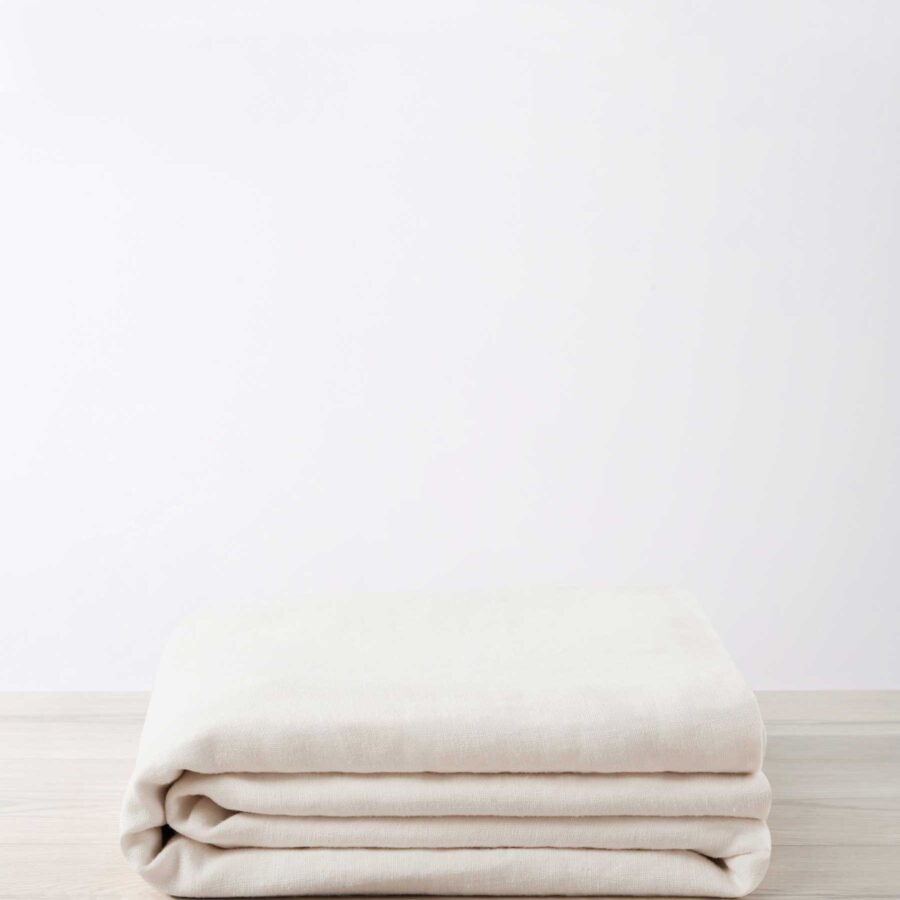 Heavyweight Linen Bedcover in Ivory