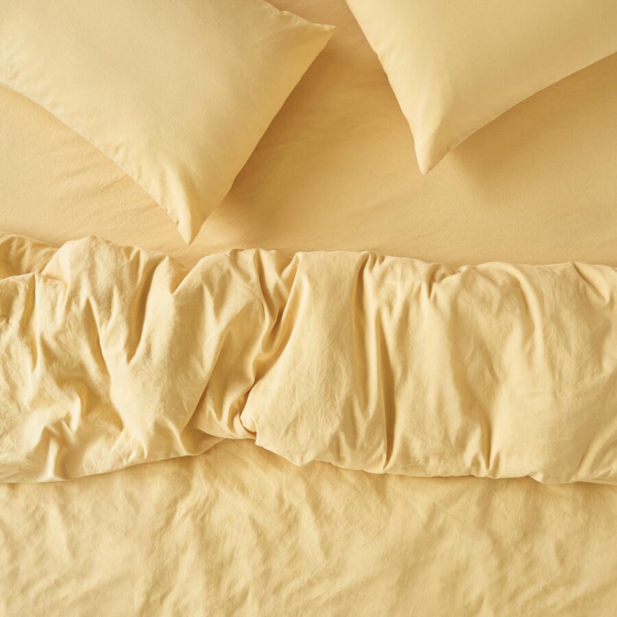 Butter Yellow Linen Blend Duvet Cover