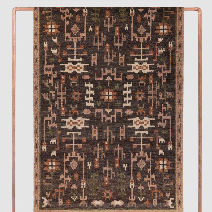 Classic Hand-Knotted Area Rug in Charcoal
