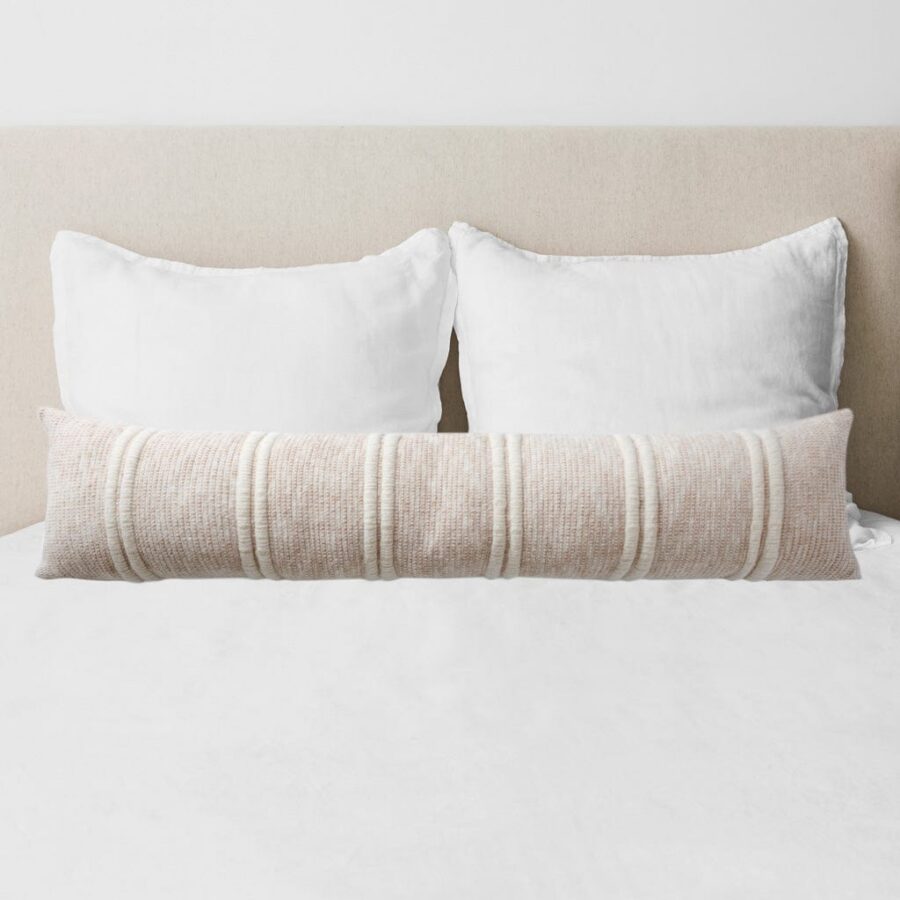 Geometric Woven Lumbar Pillow in Sand