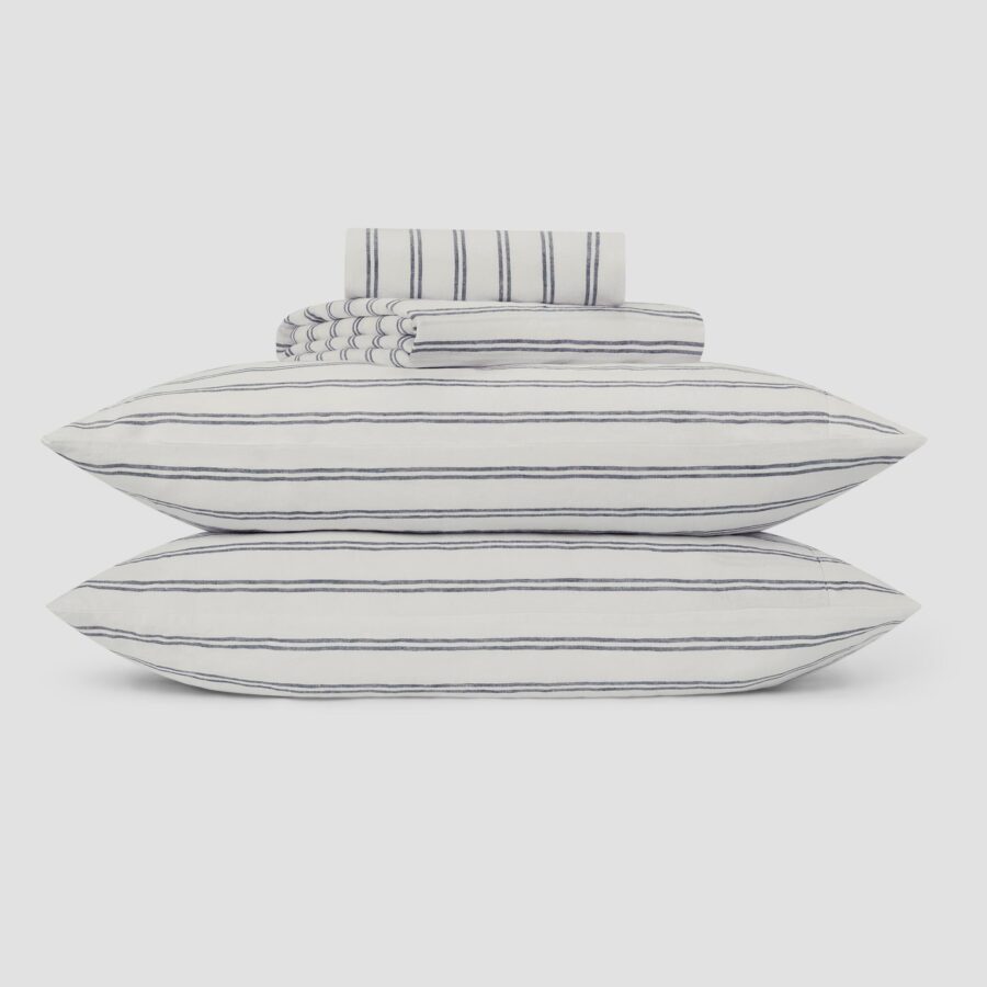 Striped Linen Blend Bedding Set Style 3