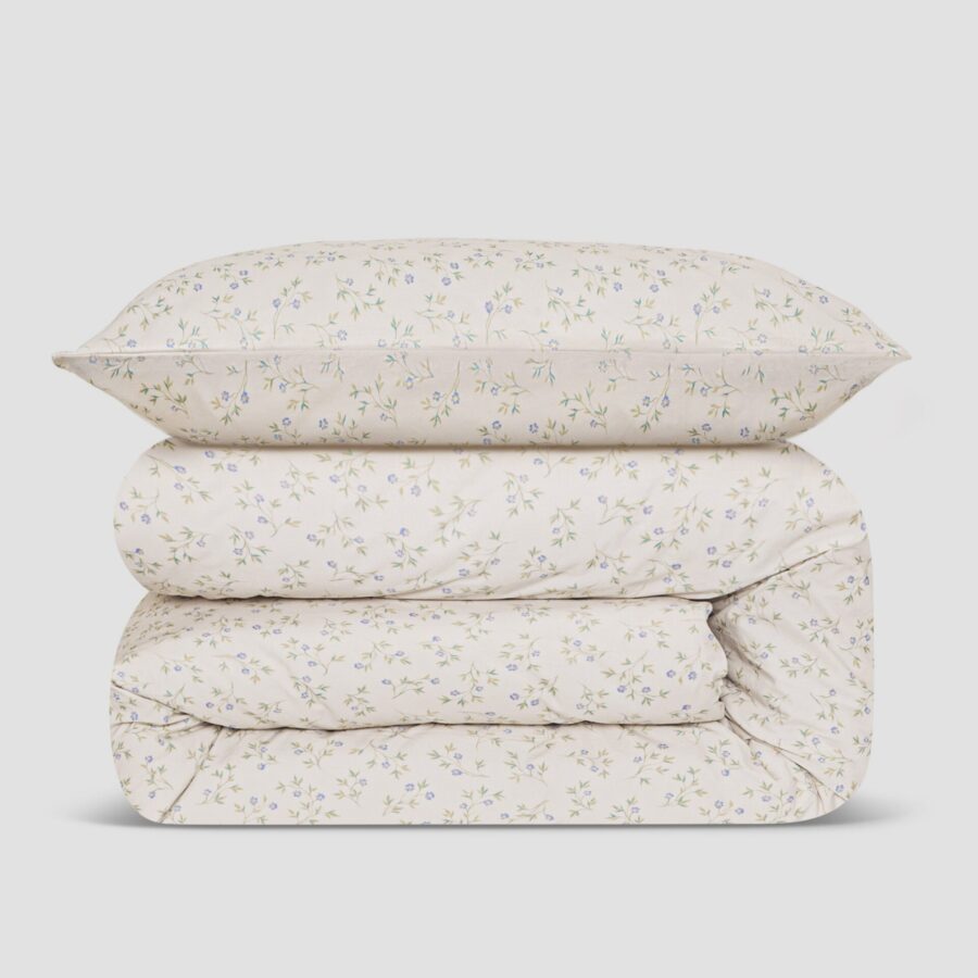 Cream Floral Cotton Duvet Cover Style 3