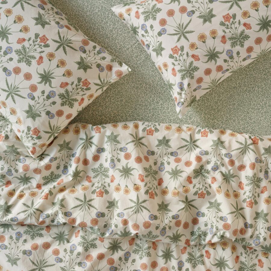 Cream Floral Cotton Duvet Cover