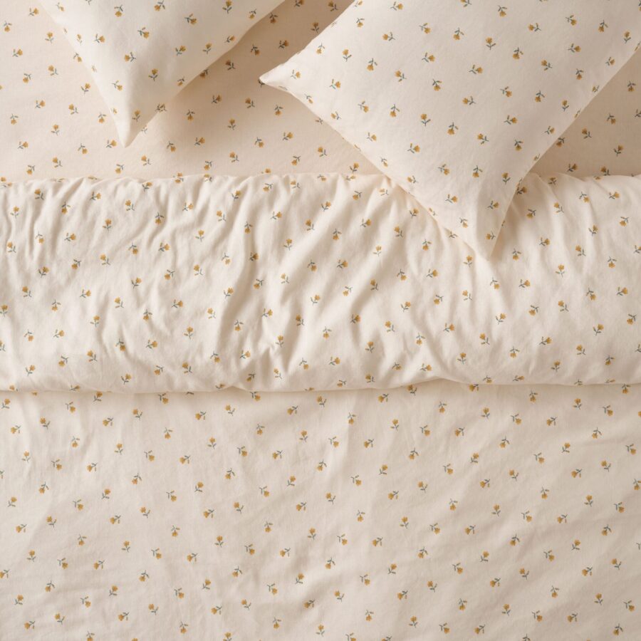 Floral Linen Blend Duvet Cover