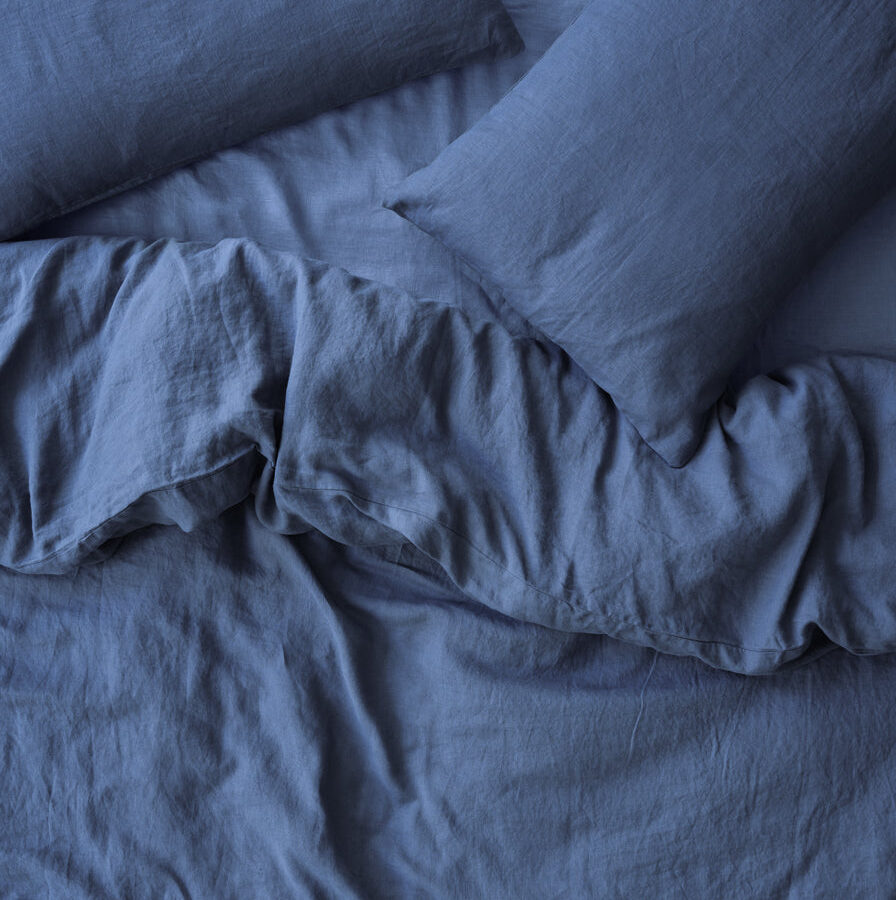 Blue Linen Blend Duvet Cover Style 2
