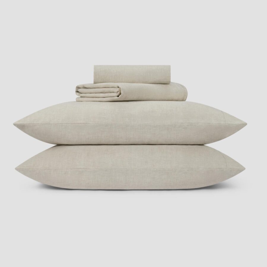 Oatmeal Linen Blend Bedding Set Style 2