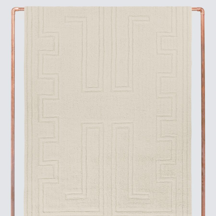 Contemporary Woven Area Rug in Ecru