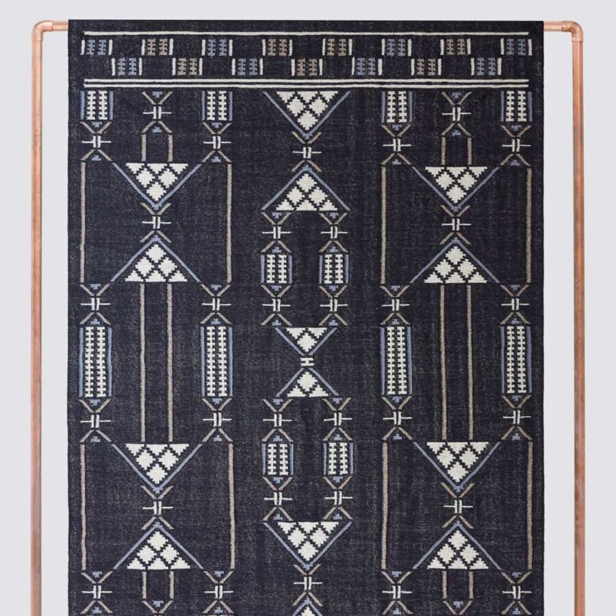 Contemporary Handwoven Area Rug in Navy