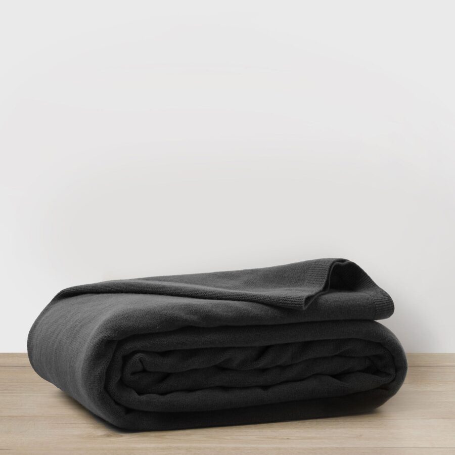 Ribbed Merino Wool Blanket in Slate